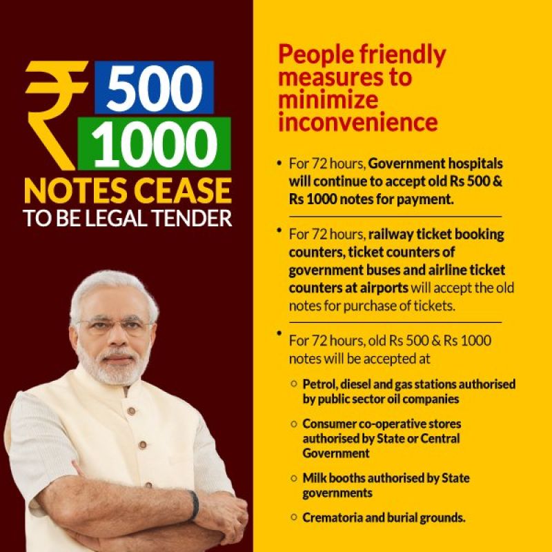 Rs. 500 and Rs 1000 old note banned